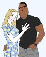 black_skin blond blue_eyes blush brown_eyes buff closed_mouth clothes dark_skin dress eyelashes female flowers glasses grey_pants grey_tshirt hair lipstick long_hair male queen_of_spades smile soyjak stubble trad_wife transparent transparent_background trend:aryan user=quoog variant:cobson vein watch wojak yellow_hair // 707x884 // 406.1KB