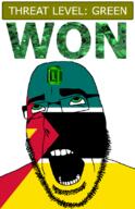 ahegao country emerald flag flag:mozambique gem glasses green green_eyes hair looking_up mozambique open_mouth schlog_color_event soyjak soyjak_blog star_(symbol) stubble teeth text threat_level_green variant:cobson won // 721x1115 // 150.5KB