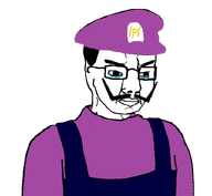 closed_mouth clothes glasses hat mustache nintendo nose super_mario transparent_background variant:chudjak video_game waluigi // 831x765 // 151.6KB
