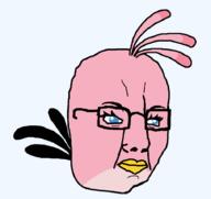 angry angry_birds animal bird blue_eyes glasses soyjak stella_(angry_birds) variant:chudjak video_game // 910x859 // 67.6KB