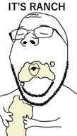 arm closed_eyes eating food glasses hand holding_object its_over merge open_mouth ranch soyjak stubble subvariant:wholesome_soyjak text variant:gapejak variant:nojak // 600x1053 // 2.4MB