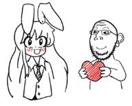 anime arm blush closed_mouth ear glasses hand heart holding_heart holding_object oekaki rabbit redraw reisen_inaba smile soyjak stubble subvariant:wholesome_soyjak touhou variant:gapejak video_game // 863x698 // 31.0KB