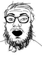 beard glasses hair mustache open_mouth soyjak variant:unknown // 718x988 // 30.8KB
