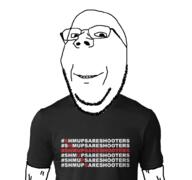 clothes glasses happy shmup smile soyjak stubble subvariant:wholesome_soyjak text tshirt variant:gapejak vein video_game // 1000x935 // 199.8KB