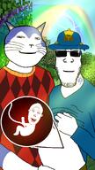 2soyjaks bald glasses lucky_(user) meta:leaky minecraft pregnant rainbow sky soycraft stubble subvariant:massjak subvariant:massmeowjak tenor_(user) variant:gapejak variant:markiplier_soyjak variant:vlodson // 1013x1800 // 1.2MB