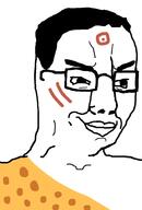 caveman closed_mouth glasses hair smile smug soyjak variant:chudjak // 645x950 // 43.0KB