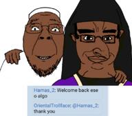 Hamas_2(namefag) OrientalTrollface_(user) chud_troon_alliance clothes friendship hand hat jewish_nose priest taqiyah variant:bernd variant:chudjak // 834x733 // 302.3KB