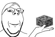 coal coal_ore_(minecraft) glasses hand holding_coal holding_object minecraft smile soyjak stubble subvariant:wholesome_soyjak variant:gapejak video_game // 553x371 // 73.1KB