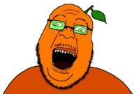 beard cross_eyed froot glasses green_glasses leaf mustache open_mouth orange_skin soyjak stubble variant:brightson // 835x585 // 24.3KB