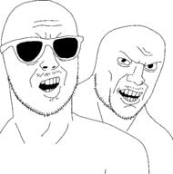 glasses mustache open_mouth soyjak stubble sunglasses variant:unknown // 600x606 // 10.2KB