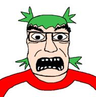 4chan anime clothes glasses green_hair hair open_mouth soyjak variant:soydoz white_skin yotsoyba // 600x610 // 1.4MB