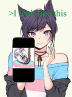 anime arrow bait beard bloodshot_eyes catgirl crying glasses green_text hanging i_look_like_this meta:bait meta:not_oc nas:paxiti nonsense op_here_im_a_trans_woman_from_ohio open_mouth opposite paxiti phone purple_hair red_eyes rope showing_phone suicide tear tongue tranny tranny_artstyle troon variant:bernd yellow_teeth // 2304x3072 // 853.6KB