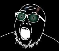 black_skin glasses green_eyes happy open_mouth soyboy stubble thougher variant:joejak wrinkles // 777x669 // 58.2KB