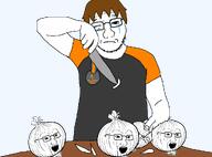 award cooking crying cutting dan glasses hair holding_object onion onions sad soyjak stubble table transparent_background variant:soyak // 1024x759 // 151.2KB