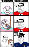 ack bloodshot_eyes comic crying hanging open_mouth police rope soyjak subvariant:perceptive_chud suicide swastika text tongue total_tranny_death tranny variant:chudjak // 1545x2440 // 1.2MB