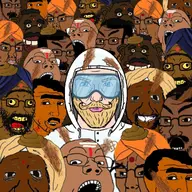 bindi brown_skin coomer crowd eyes_popping front_facing gorehabba groomer hazmat_suit india nas:tyrone nordic_chad poop poop_people poop_throwing_festival poop_war turban tyler_oliveira variant:chudjak variant:gapejak variant:soyak variant:wojak white_skin yellow_hair youtuber // 1080x1080 // 202.0KB