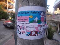 advertisement anime cat_ear femboy_hooters flag:transgender_pride_flag hooters irl_background kuz makeup operation_reality party_hat pink_hair road soyjak_party squirrel squirreljak subvariant:feralsquirrel subvariant:wholesome_soyjak sun thumbs_up tongue tranime_girl tranny troon troonella variant:alicia variant:bernd variant:cobson variant:feraljak variant:gapejak variant:soyak white_skin // 4032x3016 // 4.7MB