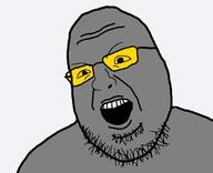 glasses open_mouth soot soot_colors soyjak soyjak_party stubble variant:shotjak // 417x339 // 39.4KB