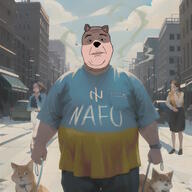 azog closed_mouth dog ear faggot fat full_body laughing nafo nato nazism schutzstaffel smell soyjak stubble subvariant:alex swastika ukraine variant:alicia // 680x680 // 122.4KB