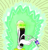 aura clothes drinking glasses glowing glowing_eyes green green_eyes inverted open_mouth silk_soymilk soy_milk soyjak stubble subvariant:soyak_soymilk super_saiyan variant:soyak // 1096x1126 // 705.0KB