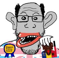 alexthetankin award biggest_tranny_award british brown_skin flag:transgender_pride_flag flag:united_kingdom grey_skin holding_object mutt romania // 733x721 // 370.7KB