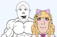 blond blonde_hair_ brown_eyes buff female muscles muscular_male subvariant:himeson subvariant:muscular_shirtjak transparent_background two_soyjaks variant:cobson variant:shirtjak variant:vlodson white_skin // 1982x1293 // 324.6KB