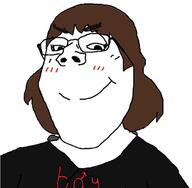 boymoder brown_hair glasses hoodie menhera_chan subvariant:gapejak_female subvariant:wholesome_soyjak tranny variant:gapejak variant:ronald // 623x609 // 49.4KB