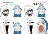 4chan arm bloodshot_eyes comic crying distorted fisheye_lens gawr_gura glasses hand hands_up hololive meme open_mouth soyjak stubble subvariant:wewjak thick_eyebrows variant:cryboy_soyjak variant:soyak vtuber // 1080x773 // 80.3KB