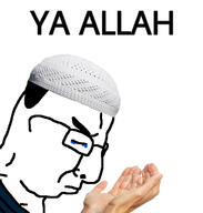 allah closed_mouth clothes crying frown glasses hair hand hat irl islam redraw sad side_profile soyjak text variant:chudjak // 1125x1181 // 147.3KB
