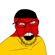 angry country flag flag:germany germany glasses jacksepticeye looking_at_you mustache open_mouth soyjak stubble teeth variant:feraljak youtube // 1500x1500 // 21.5KB