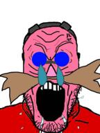 anger_mark angry animated bald brown_hair clothes crying dr._eggman drool forehead_mark glasses goggles hat looking_at_you mustache open_mouth pingas pink_nose pink_skin red_shirt round_glasses sega sonic_(series) soyjak stubble tinted_glasses variant:markiplier_soyjak video_game white_background // 600x800 // 546.9KB