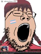 asian clothes flag glasses hair madotsuki open_mouth small_eyes soyjak stubble tranny uboachan variant:gapejak white_skin yume_nikki // 600x800 // 101.5KB