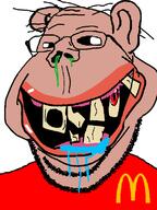 amerimutt black_sclera mcdonalds merge mutt red_shirt smile subvariant:retarded_gapejak subvariant:wholesome_soyjak variant:gapejak // 600x800 // 26.2KB