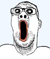 ear glasses oh_my_god_she_is_so_attractive open_mouth soyjak stretched_mouth stubble transparent_background variant:reaction_soyjak // 672x800 // 43.3KB