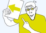 antenna arrow clothes grin holding_object holding_paper leftvote paper reddit redditard smile teeth variant:koolson white_skin yellow_eyes yellow_shirt // 1080x782 // 21.9KB