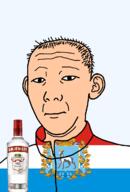 1864 alcohol animal bottle closed_mouth clothes crown deer ear flag flag:samara_oblast hair neutral oblast russia samara_oblast smirnoff soyjak text track_suit transparent transparent_background variant:kuzjak vodka white_skin // 810x1192 // 226.5KB