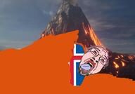 ack crying flag flag:iceland glasses iceland lava mustache open_mouth purple_hair soyjak stubble teeth tongue variant:bernd volcano // 1055x739 // 47.5KB