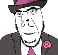 barneyfag clothes don_turtelli flower glasses hat mustache necktie plant smile soyjak stubble suit variant:cobson // 768x719 // 197.9KB