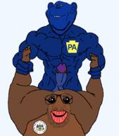 2soyjaks arm badge black_skin blood blue_skin buff ear gay glasses hand holding_object large_mouth leg logo meta:pornographic_content nipple nsfw oh_my_god_she_is_so_attractive penis pennsylvania philadelphia poop rape sex soyjak stubble variant:impish_soyak_ears variant:israeli_soyjak // 788x893 // 136.1KB
