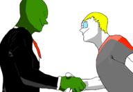 anonymous blond glasses green_skin hair handshake meta:nas nate tuxedo // 1200x832 // 88.7KB