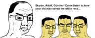 4soyjaks aged asian balding chudjak_brothers ear family glasses old receding_hairline small_eyes soyjak subvariant:chudjak_front text variant:chudjak yellow_skin // 1812x730 // 648.0KB