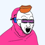 doll_(user) glasses hotdog hotdoghead(user) mask meta:namefags open_mouth pink_skin stubble transparent_background variant:feraljak variant:soyak // 1500x1500 // 164.7KB