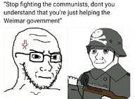 angry button closed_mouth eye_bags glasses green grey gun hand helmet neck nose red shaved skull_and_bones soldier soyjak stahlhelm stubble text uniform variant:soyak variant:wojak weimar wojak // 1080x785 // 526.3KB