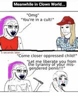 2soyjaks acne arm baby breasts closed_mouth clothes comic crying ear flower glasses hand hat holding_knife holding_object knife maga makeup nipple open_mouth painted_nails pink_hair plant soyjak stubble subvariant:trad_wife surgery text thing_japanese tranny variant:soyak wojak // 545x676 // 43.4KB