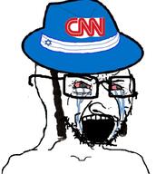 bloodshot_eyes clothes cnn crying glasses hat judaism large_nose open_mouth soyjak stubble variant:soyak // 902x1006 // 130.3KB