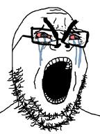 bloodshot_eyes crying glasses open_mouth series:fusionjaks soyjak stubble template thick_eyebrows variant:cryboy_soyjak variant:gapejak // 600x800 // 88.7KB