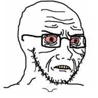bloodshot_eyes glasses sleep_deprived soyjak stubble tired variant:soyak wrinkles yellow_teeth // 378x378 // 54.5KB