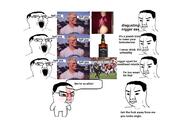 angry arm baby blush chad closed_mouth distorted football full_body glasses hair leg nigger open_mouth smile smug soyjak speech_bubble subvariant:chudjak_front text variant:chudjak // 1967x1274 // 1.2MB