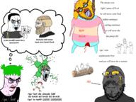4chan anime badge blood bloodshot_eyes crying dog flag full_body gore green_hair hair janny mustache neovagina nordic_chad qa_(4chan) soot soot_colors soyjak soyjak_party stretched_mouth stubble subvariant:wholesome_soyjak text thought_bubble tranny variant:a24_slowburn_soyjak variant:bernd variant:chudjak variant:feraljak variant:gapejak variant:impish_soyak_ears variant:markiplier_soyjak variant:soyak yellow_skin yotsoyba // 2000x1500 // 994.1KB