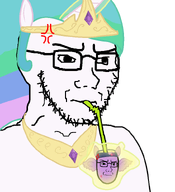 2soyjaks alicorn angry angry_mark crown cup drinking drinking_straw ear glowing horn magic my_little_pony necklace princess_celestia straw transparent_background twilight_sparkle unicorn variant:soyak wing // 737x807 // 52.7KB